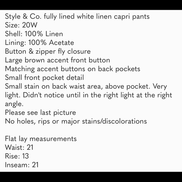 STYLE & CO. Plus Size Linen Capris White Size 20W - Picture 11 of 11